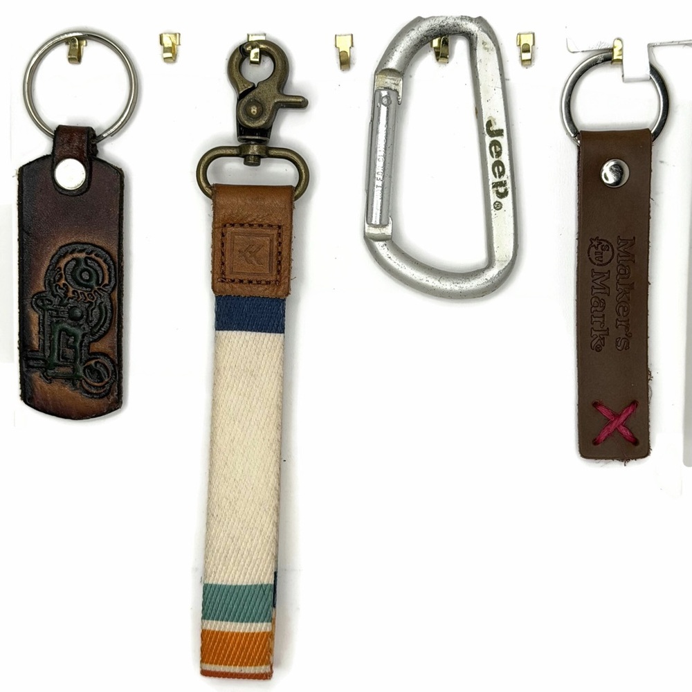 Faux Leather Keychain and Carabiner Mixed Lot 4 Pieces